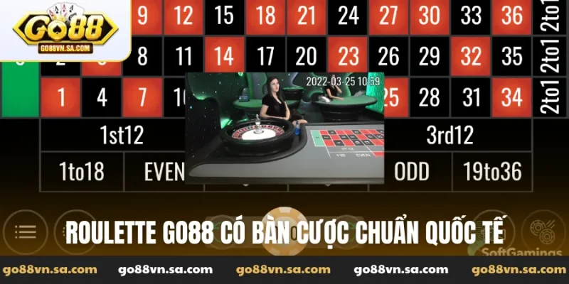 Roulette Go88 có bàn cược chuẩn quốc tế