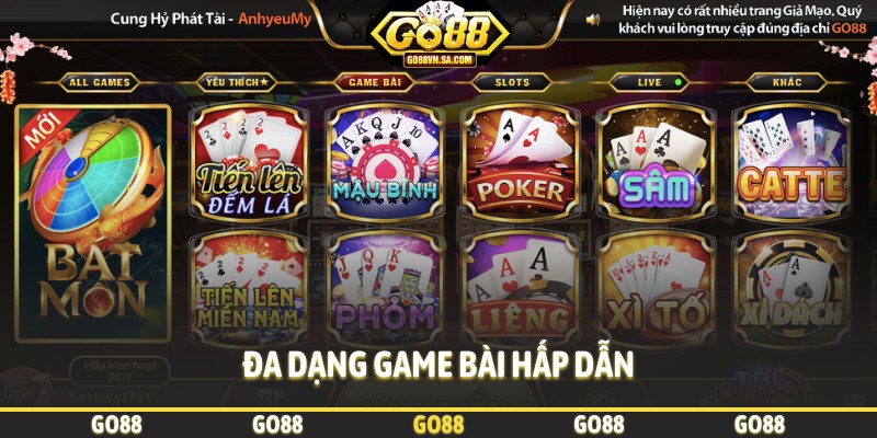 Đa dạng game bài hấp dẫn